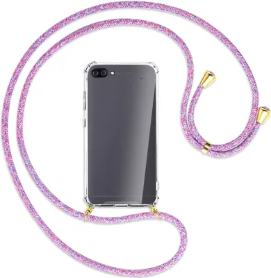 Produktbild von Handykette Backcover-Schutzhülle mit Band (Metall goldfarben) für Asus Zenfone 4 Max (Pro/Plus) - lila/rosa/blau