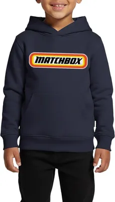 Produktbild von Spreadshirt Matchbox™ Offizielles Logo Orange, Gelb & Schwarz Kinder Premium Hoodie, 146/152 (10 Jahre), Navy