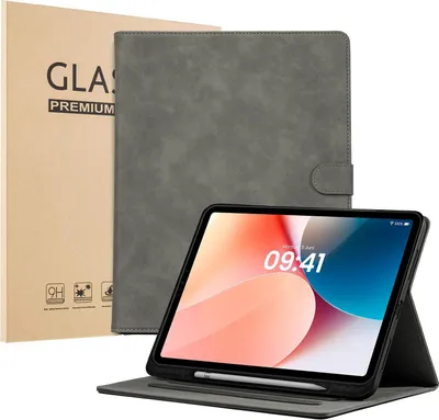 Produktbild von LBH Tablet Schutzhülle + 2x 9H Display Glas für Apple iPad Pro 6. Gen 12.9 Zoll Cover Case Schutz Tablet Farbe: Grau