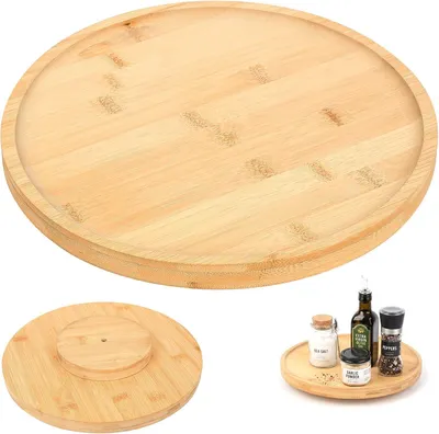 Obrázok produktu pre Servírovací podnos 30 cm, drevený otočný tanier, 360° rotácia, pre jedálenský stôl
