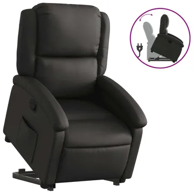 Produktbild von vidaXL Relaxsessel mit Aufstehhilfe Schwarz Echtleder