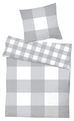 Produktbild von 2tlg Cashmere Touch Karo Wende-Bettwäsche Bettzeug Bettwäsche Garnitur Grau