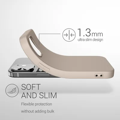 Produktbild von kwmobile Schutzhülle aus TPU Silikon für Apple iPhone 12 / 12 Pro, Beige matt, kabelloses Laden kompatibel, reißfest, griffig, strapazierfähig, präzise Aussparungen