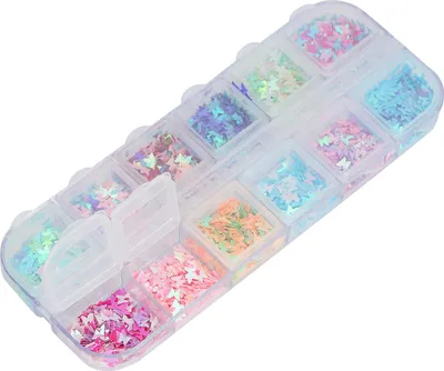 Image de Accessoires de bricolage en paillettes de papillons multicolores, 12 grilles en mat?riau plastique pour d��coration de moules en r�sine DIY avec des couleurs lumineuses ?tonnantes