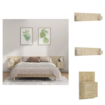 Immagine prodotto di vidaXL Testata del letto con comodini in legno di rovere Sonoma - Testate e piedi
