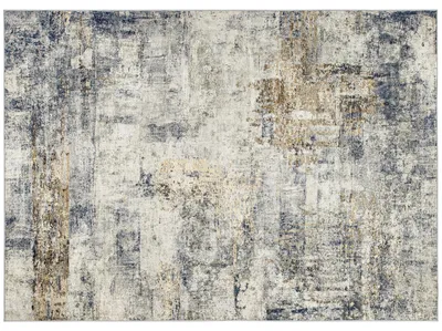Produktbild von Teppich Wohnzimmer waschbar, Kurzflor modern Polyester, 230x160 cm, Grau