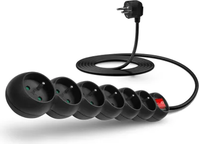 Immagine prodotto di Prolunga CONNECT IT 230V, interruttore a 6 prese, 3m, nero