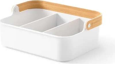 Produktbild von Umbra Organizer Bellwood, Aufbewahrungsbehälter mit Griff, Recyceltes ABS, Weiß, Natur, 28 x 17 x 13 cm, 1019941-668
