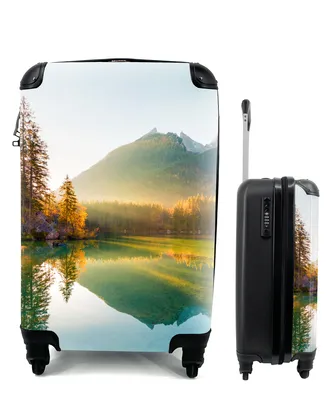 Produktbild von MuchoWow® Koffer Handgepäck Trolley Rollkoffer Kleine Reisekoffer mit 4 Rollen - See - Wald - Berge - Natur - Sonne - Landschaft - Cabin Size < 55x40x23 cm & 55x40x20 cm - Fotokoffer - Kabinenkoffer - Boardgepäck - Reise-Box - Reisekoffer - Reisegepäck - Koffer mit Bild - Trolley für Kinder