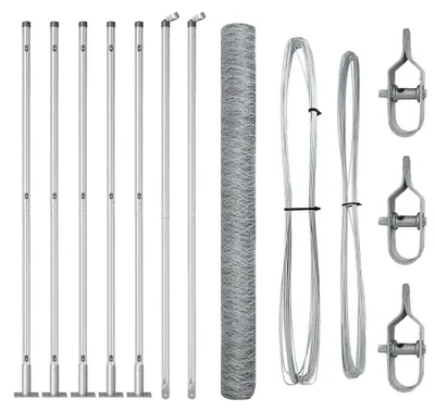 Image de Lot de 10 piquets de clôture en acier pour l'extérieur, de 1,6 mètre