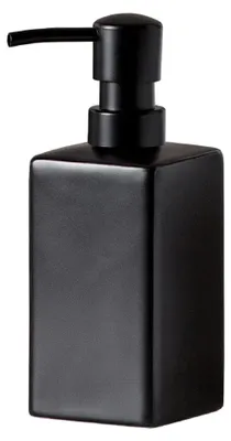 Productafbeelding van Zwarte, mat afgewerkte zeepdispenser. Rechthoekige dispenser voor handzeep en lotion, geschikt voor de badkamer of keuken, inhoud 400 ml.