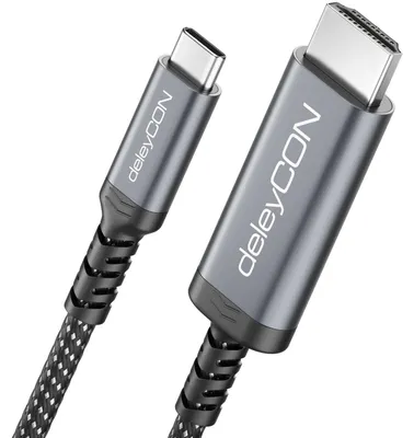 Produktbild von deleyCON 3,0m USB-C auf HDMI Kabel 4K UHD 60Hz geflochten