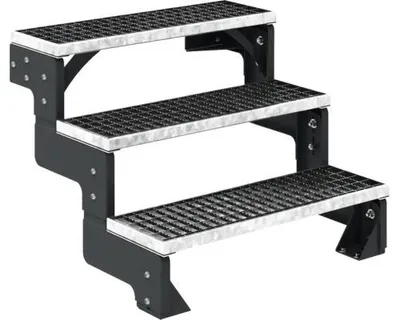 Produktbild von Pertura Aussentreppe Tallis 80 cm 3 Steigungen anthrazitgrau mit Gitterrost ohne Geländer