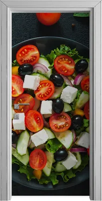 Produktbild von Tür Selbstklebende 90x210 cm Türfolie Türtapete Klebefolie - Griechischer Salat mit Tomate