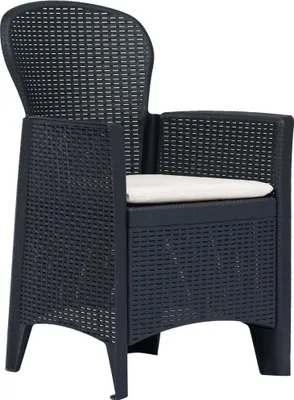 Produktbild von vidaXL Gartenstühle 2 Stk. mit Kissen Anthrazit Kunststoff Rattan-Optik