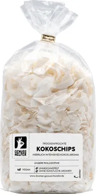 Produktbild von Kokoschips, getrocknet, Kokosflocken ohne Zuckerzusatz & ungeschwefelt, 200g