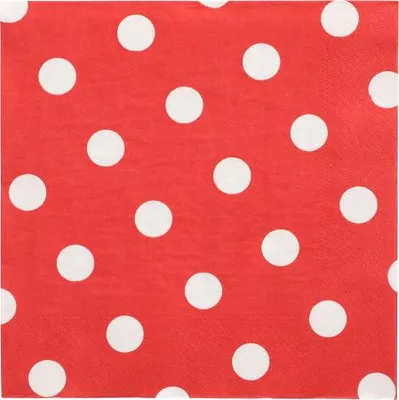 Produktbild von Servietten, 3-lagig 1/4-Falz 40 cm x 40 cm rot "Dots"
