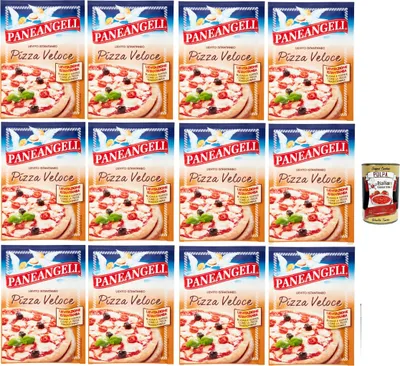 Produktbild von Paneangeli Lievito Istantaneo Pizza Veloce, Schnelle sofortige Hefe, istant hefe Mischung 12x 26g mit dehydrierter Bierhefe + Italian Gourmet polpa 400g