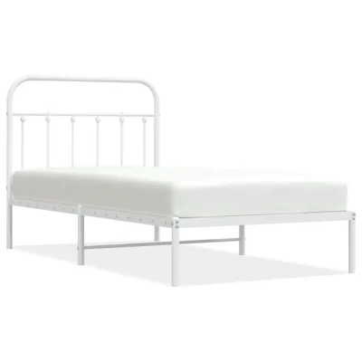 Produktbild von Bettgestell mit Kopfteil Metall Weiß 100x190 cm
