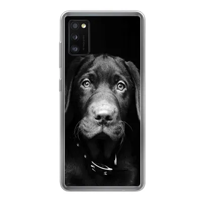Produktbild von MuchoWow® Handyhülle Schutzhülle Hülle für Samsung Galaxy A41 Hund - Leicht - Schwarz Silikon Softcase Handy Hülle - Mobiltelefon