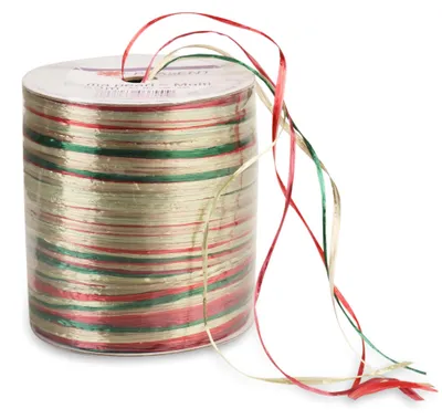 Rayon Raffia Band Gold-Grün, 50 m, biologisch abbaubar
