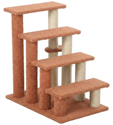 Produktbild von PawHut Haustiertreppe mit Kratzbaum Ball 4-stufige Katzentreppe Plüsch Jute