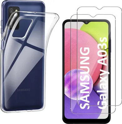 Immagine prodotto di Custodia per Samsung Galaxy A03S con 2 protezioni in vetro temperato per lo schermo Phonillico