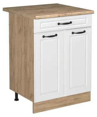 Zdjęcie produktu dla Szafki kuchenne Vicco R-Line Biały rustykalny/Dąb goldkraft 60 cm z szufladą blat roboczy Dąb Goldkraft, Model 61232