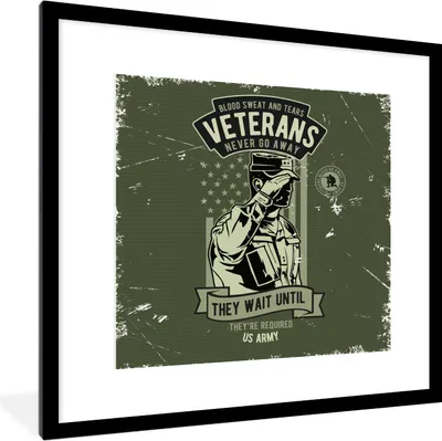 Produktbild von MuchoWow® MuchoWow® Gerahmtes Poster Vintage - Armee - Fahne 40x40 cm - Poster mit zchwarzem Bilderrahmen - Poster - Plakat im Rahmen