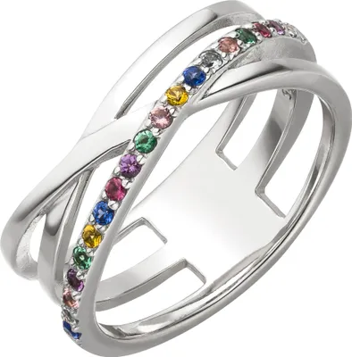 Produktbild von Gr. 56 Damen Ring 925 Sterling Silber mit bunten Zirkonia Silberring