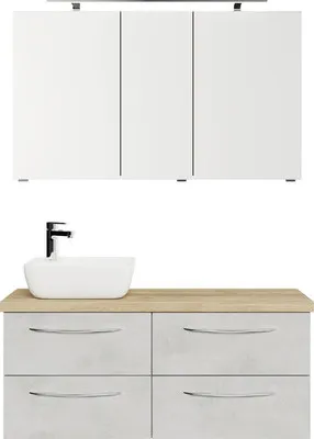 Produktbild von Badmöbel-Set Pelipal Serie 4035 BxHxT 120 x 200 x 44,5 cm Frontfarbe grau Badmöbelset 5-teilig und mehr mit Waschtisch K