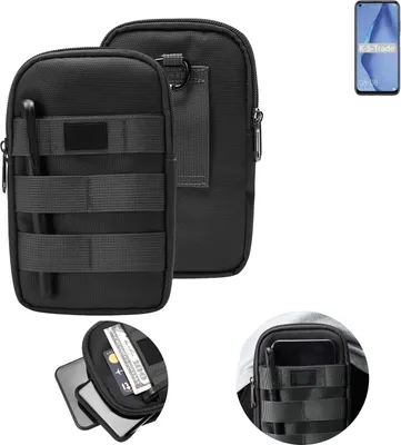 Produktbild von K-S-Trade Holster Gürtel Tasche kompatibel mit Huawei P40 Lite Handy Tasche Schutz Hülle dunkel-grau viele Fächer, 1x