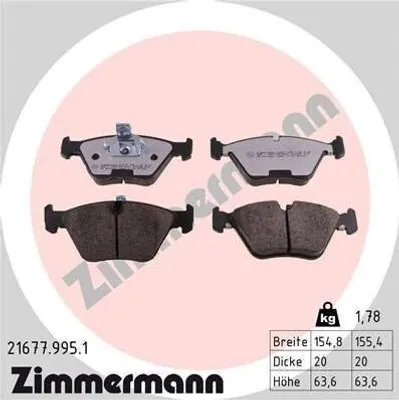 Produktbild von ZIMMERMANN Bremsbeläge Satz Vorne Bremsklötze für BMW 5 Limousine (E39) 21677.995.1