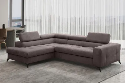 Produktbild von Kaiser Möbel Ecksofa mit schlaffunktion und bettkasten, Sofa L-form, Couch L-form Arcadi Dicker Cord Braun Links
