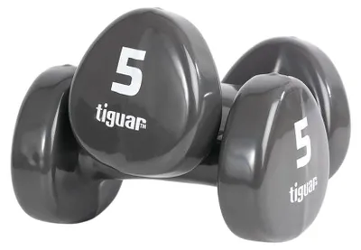Image de Tiguar - Haltères, vinyle, ergonomiques (lot de 2) PP7852 (5 kg) (gris)