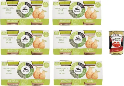 Produktbild von 6x Alce Nero Omogeneizzato di Pera Birnenpüree 2 x 80 g + Italian Gourmet polpa 400g