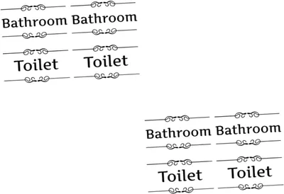 Produktbild von Set mit 8 Toilettenaufklebern aus Papier, Erd-/Rottöne, schwarze Zieretiketten