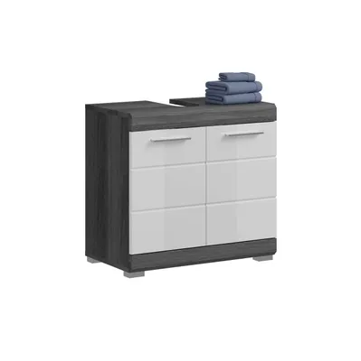 Produktbild von Badezimmerschrank Scout Xonox – Smoke Silver/Weiß Hochglanz – 60x56x34 cm