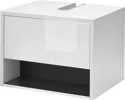 Produktbild von LIVOJO M20 Badezimmer Waschbeckenunterschrank schmal 60 x 44 x 46 cm Weiß Hochglanz & Anthrazit