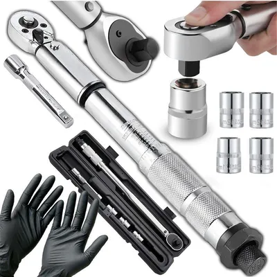 Produktbild von Drehmomentschlüssel Set 5-tlg 1/2 Zoll 28–210 Nm ±4 % inkl. 3 Felgennüsse (17/19/21 mm), Verlängerung & Koffer – für Auto Reifenwechsel Retoo