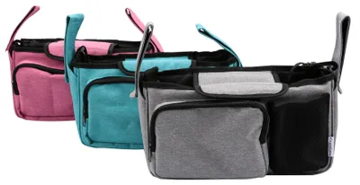 Produktbild von Kinderwagen Organizer Buggy 2 Getränkehalter Aufbewahrung für Windeln Spielzeug, Farbe:Grau