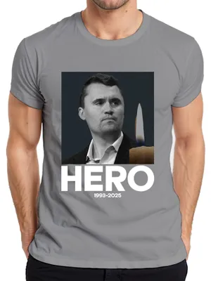 Zdjęcie produktu dla Koszulka męska Charlie Kirk Hero Rest in Peace Republican Advisor President, szary, L