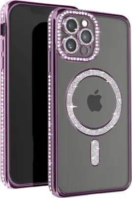 Produktbild von Avizar, Diamant-Hülle für iPhone 13 Pro Max – MagSafe-Schutz mit Strass-Rand, Violett