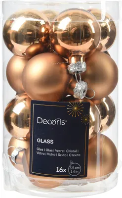 Produktbild von Weihnachtskugeln Glas 3,5cm 16 Stück - Pekanuss Braun