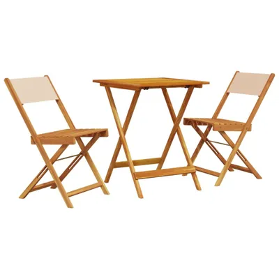 Immagine prodotto di vidaXL Set bistrot 3 pezzi in tessuto beige e legno massiccio