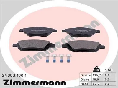 Produktbild von ZIMMERMANN Bremsbeläge Satz Vorne Bremsklötze für OPEL Corsa F 24883.180.1