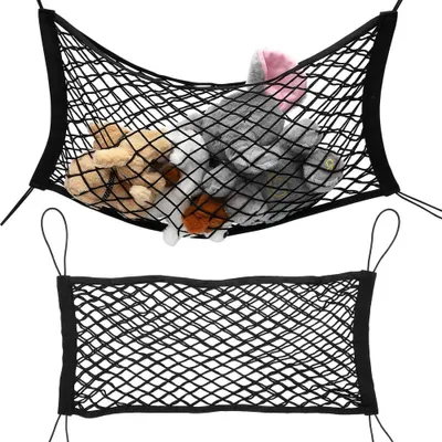 Aufbewahrungsnetz für Kuscheltiere, 2 Stück, schwarz, 70x30 cm