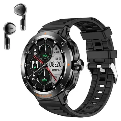 Produktbild von Smartwatch - Fitnessuhr - Rundes TFT 3,7 cm 360×360 - Bluetooth 5.3 - Schritte & Schlaf - Akkulaufzeit 3–7 Tage - Android & iOS - Schwarz