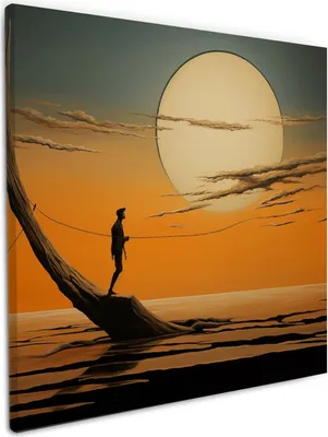 Produktbild von Wallario Premium Leinwandbild Einsam im Sonneruntergang in Größe 50 x 50 cm