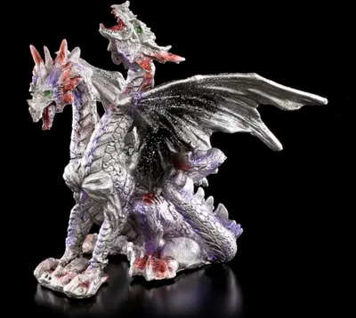 Produktbild von Zweiköpfige Drachen Figur mit Glitter